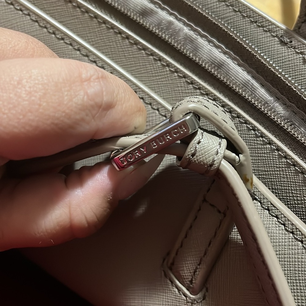 Tory Burch Gray Saffiano Leather Tote - Picture 14 of 16